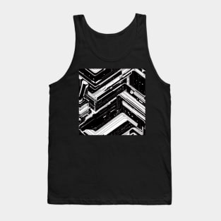 black and white mechanical electronic cyberpunk  pattern Tank Top